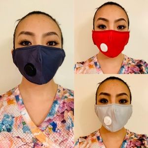 Set of 3 Breathable Mask - Dark Blue, Red & Gray